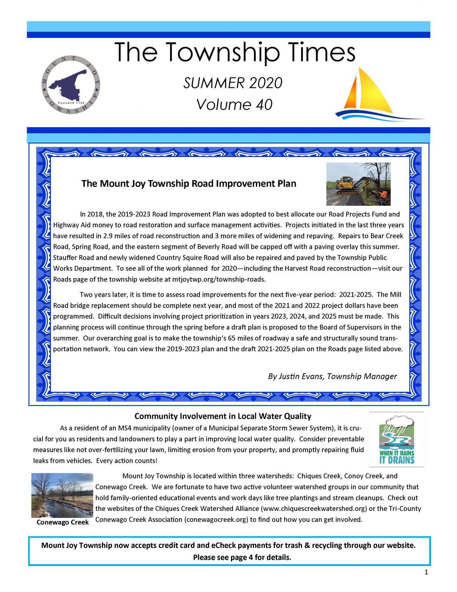 Township Newsletters Mount Joy Township