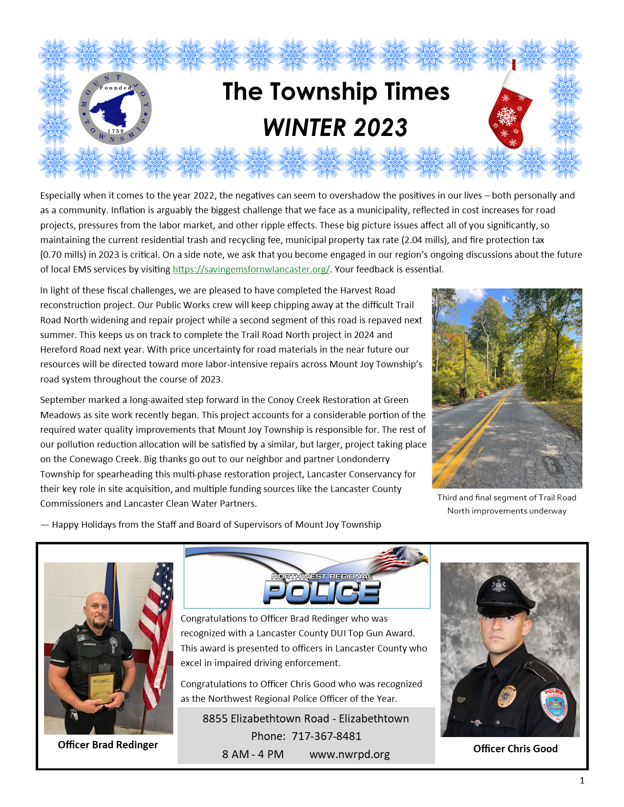 Township Newsletters Mount Joy Township