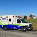 A picture of an ambulance with MESA branding.